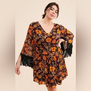 Anthropologie Verb Pallavi Singhee Dress Fringe Sequin Mini Floral 1X NWOT